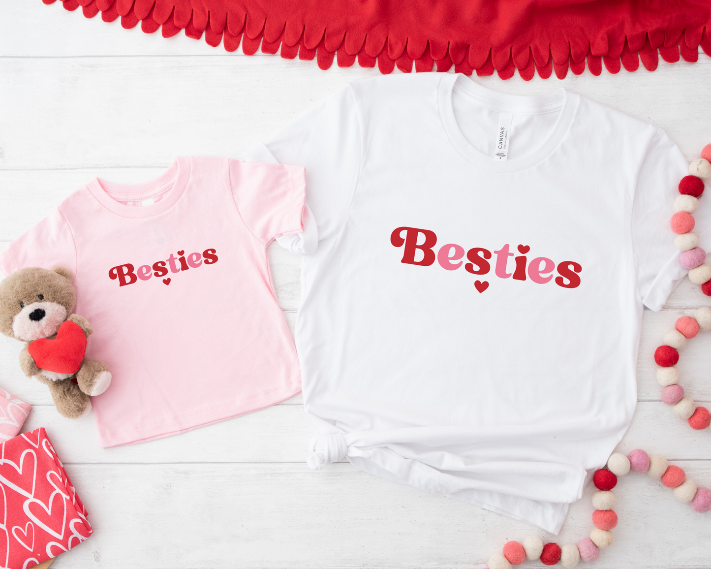 Valentine's Day Matching Besties Shirts - Available in Baby, Toddler, Kids & Adult Sizes - Perfect for any Celebration