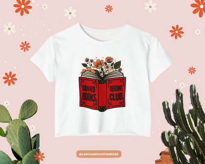 Banned Books Reading Club Crop Top – Literary Feminist Graphic Tee – Book Lover Gift