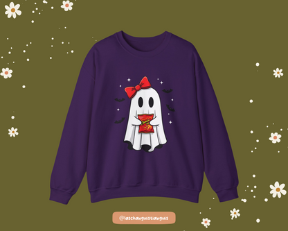 Latina Halloween Sweatshirt – Cute Ghost with hot cheetos