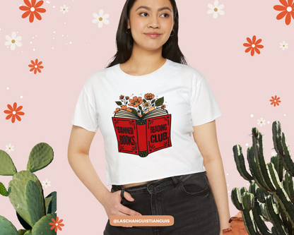 Banned Books Reading Club Crop Top – Literary Feminist Graphic Tee – Book Lover Gift