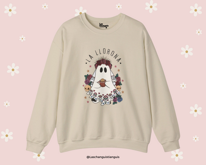La Llorona Ghost Shirt or Crewneck | Día de los Muertos Inspired Apparel | Embroidered Design with Café de Olla