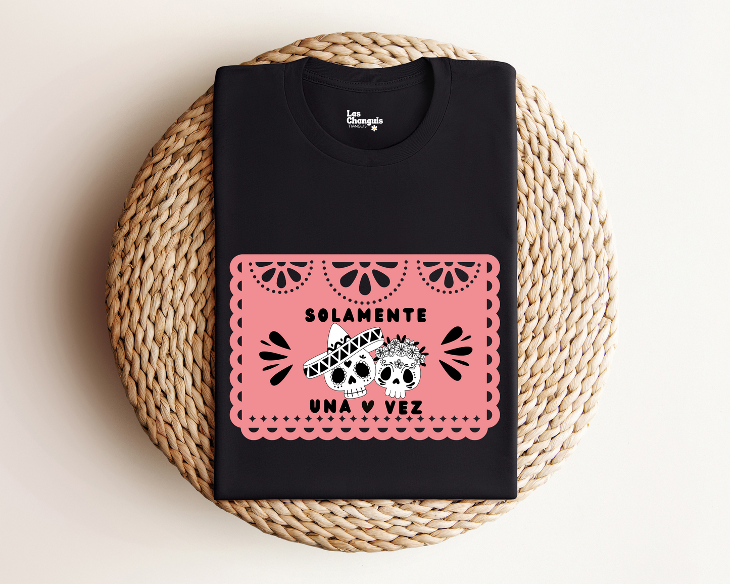 Solamente Una Vez" Día de los Muertos T-Shirt – Papel Picado Skull Art