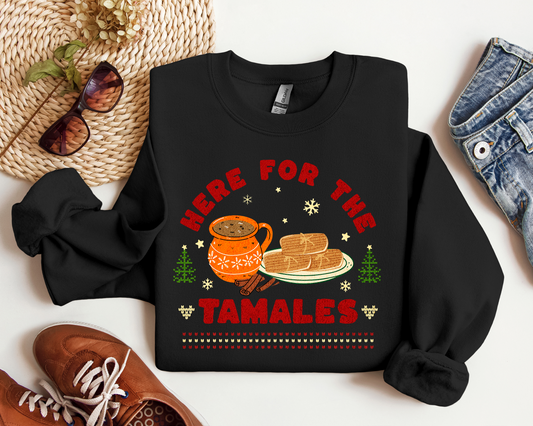 Here for the Tamales "Ugly" Christmas Crewneck Sweater