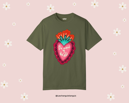 De Aquí y De Allá Comfort Colors T-Shirt – Chicano, Latino, Immigrant Pride Shirt