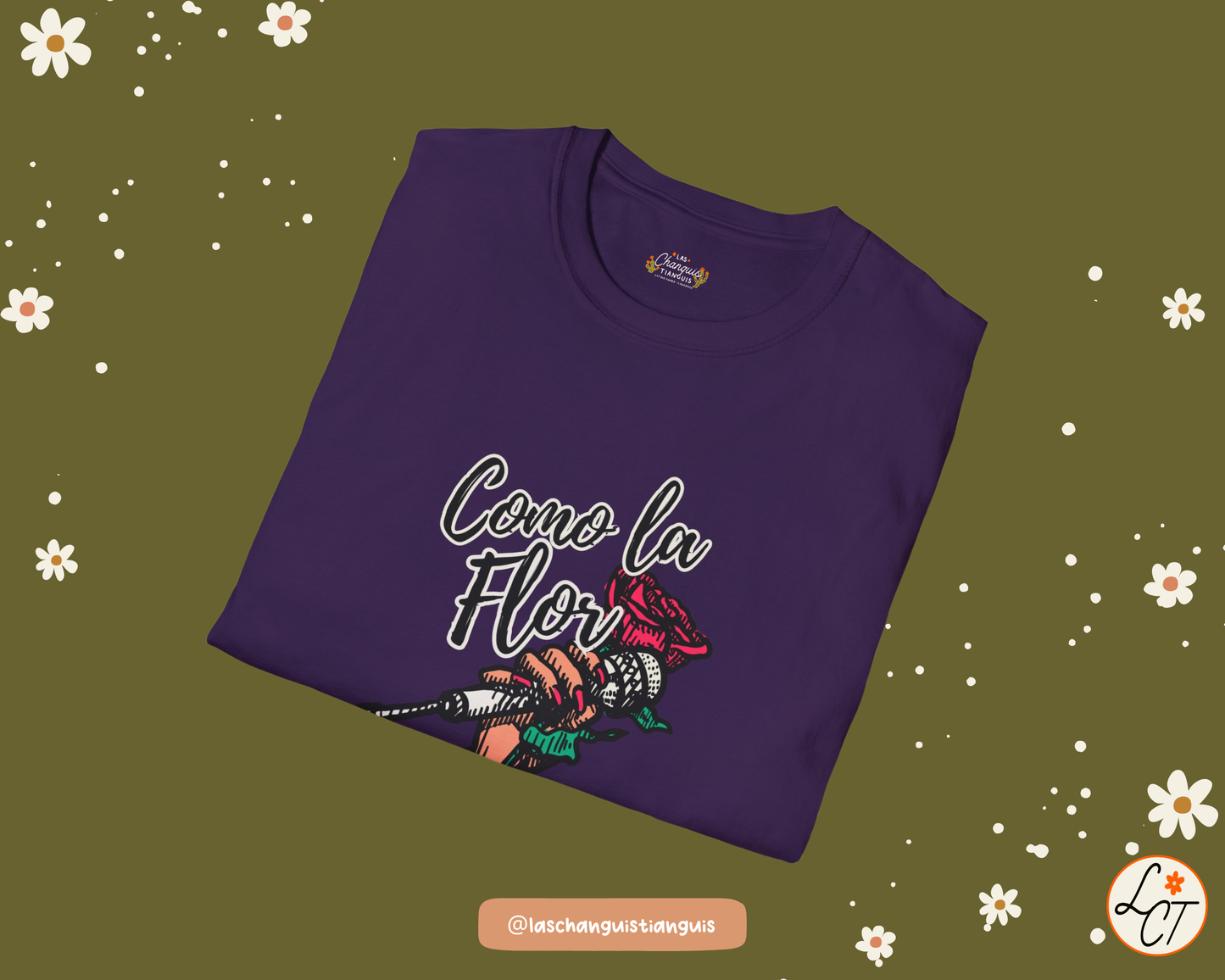 Como La Flor Selena Shirt – Purple Chicana Graphic Tee | Latina Apparel by Las Changuis Tianguis