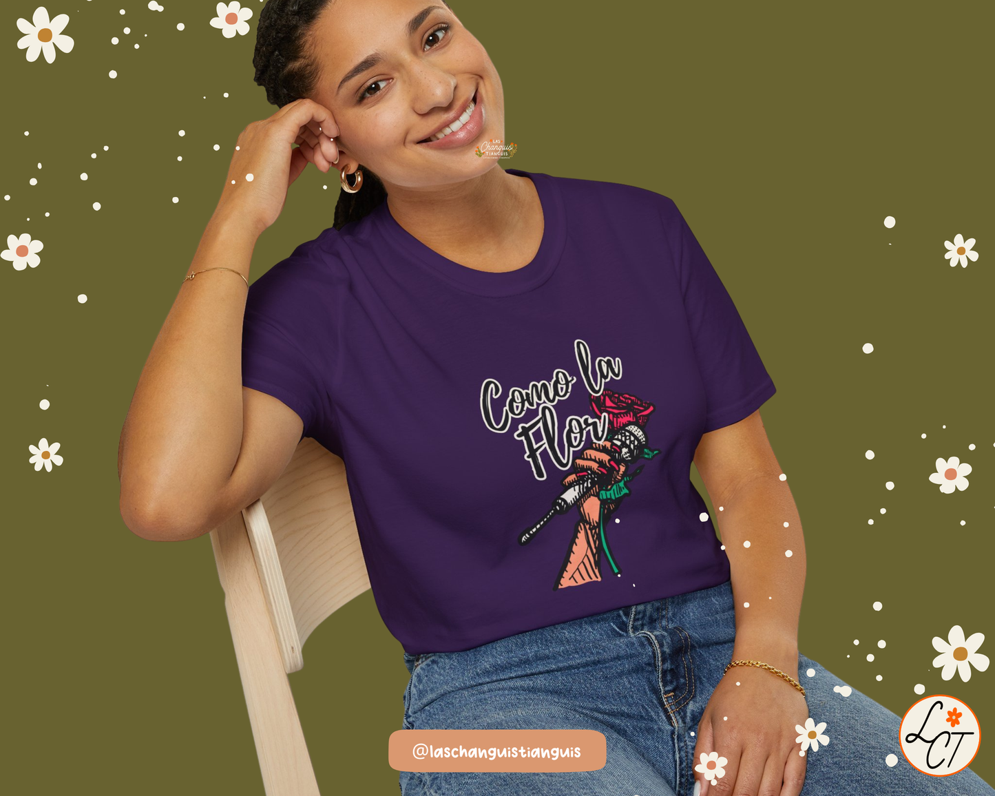 Como La Flor Selena Shirt – Purple Chicana Graphic Tee | Latina Apparel by Las Changuis Tianguis