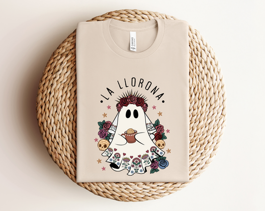 La Llorona Ghost Shirt or Crewneck | Día de los Muertos Inspired Apparel | Embroidered Design with Café de Olla