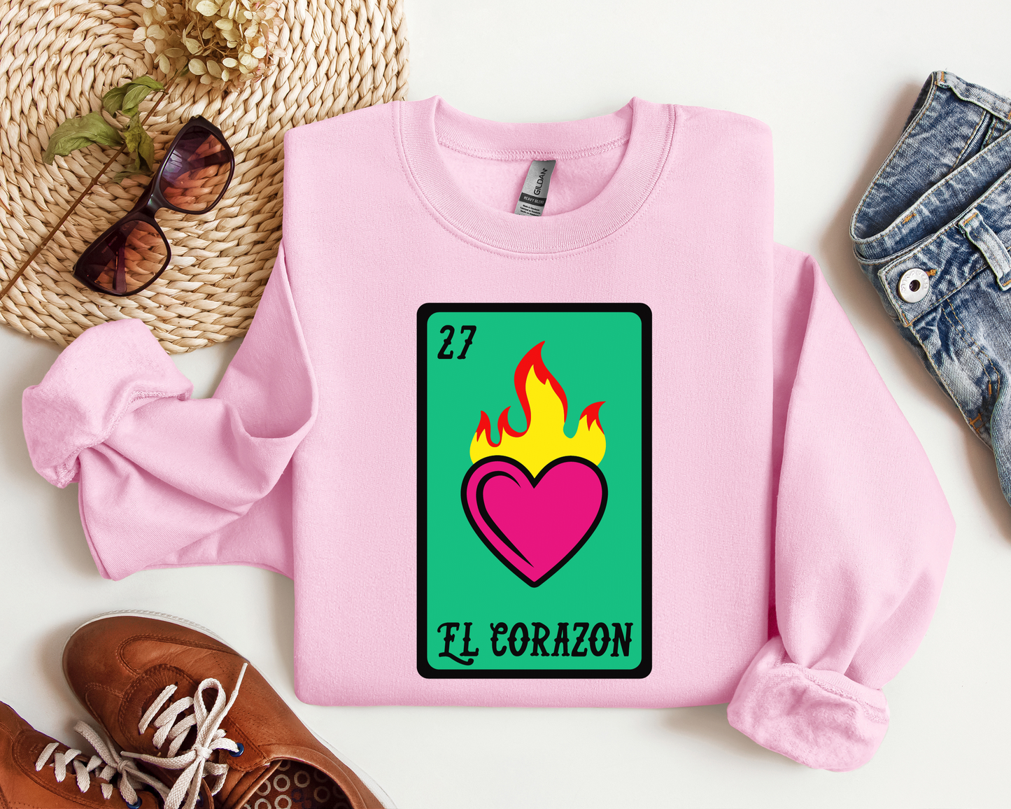 Corazon - Flaming Loteria Valentine's Crewneck