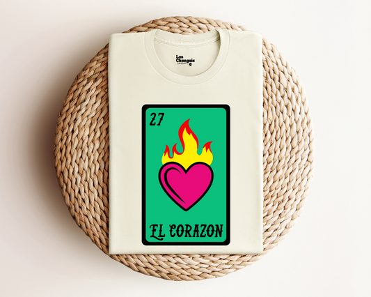 El Corazon - Flaming Loteria Valentine's Tee