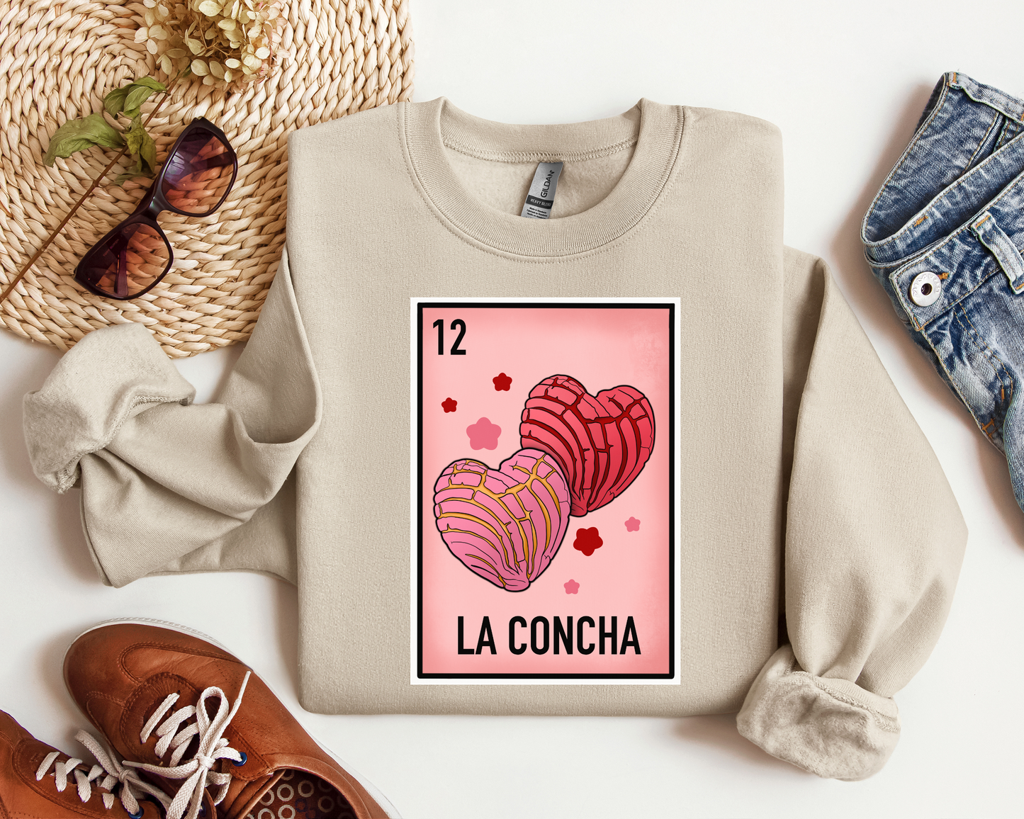 Dulce Amor: La Concha, Heart Shaped Pan Dulce Valentine's Crewneck