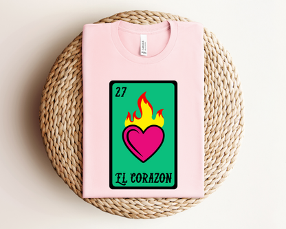El Corazon - Flaming Loteria Valentine's Tee
