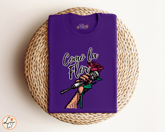 Como La Flor Selena Shirt – Purple Chicana Graphic Tee | Latina Apparel by Las Changuis Tianguis