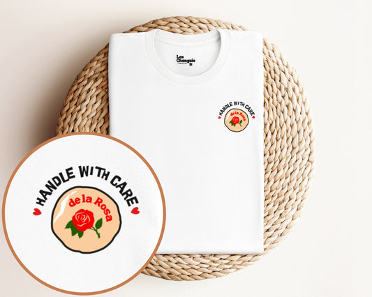 Delicate Love: Mazapan Heartbreak Edition Tee – Handle with Care | Latina Valentine's Day Shirt