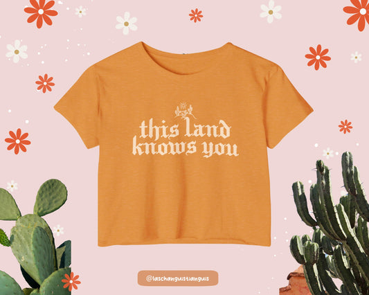Desert Roots Boxy Crop Top – Latina Handmade T-Shirt in Antique Yellow & Desert Pink